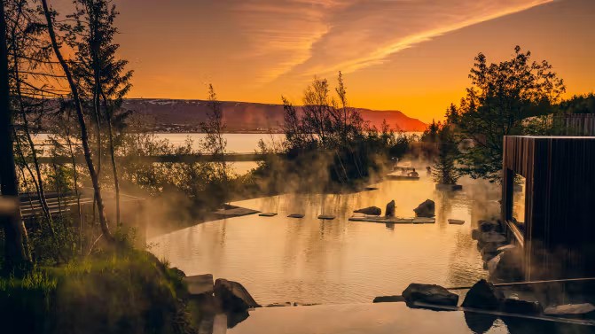 Sunset over the Forest Lagoon, Iceland